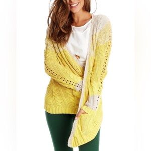 Desigual open front cable knit Yellow and Cream Women's Cardigan size M